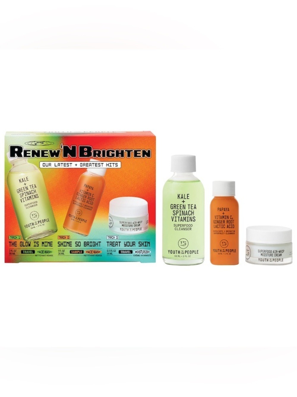 Youth to the People Renew N' Bright Mini Face Cleanser + Cream Skincare Set